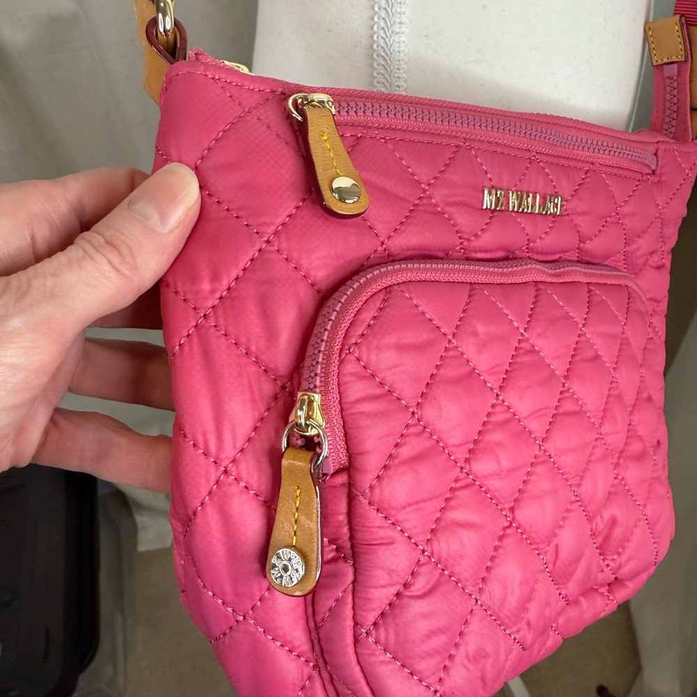 MZ Wallace Zinnia Pink Quilted Metro Scout Deluxe Crossbody Bag Gold Hardware - Picture 6 of 13